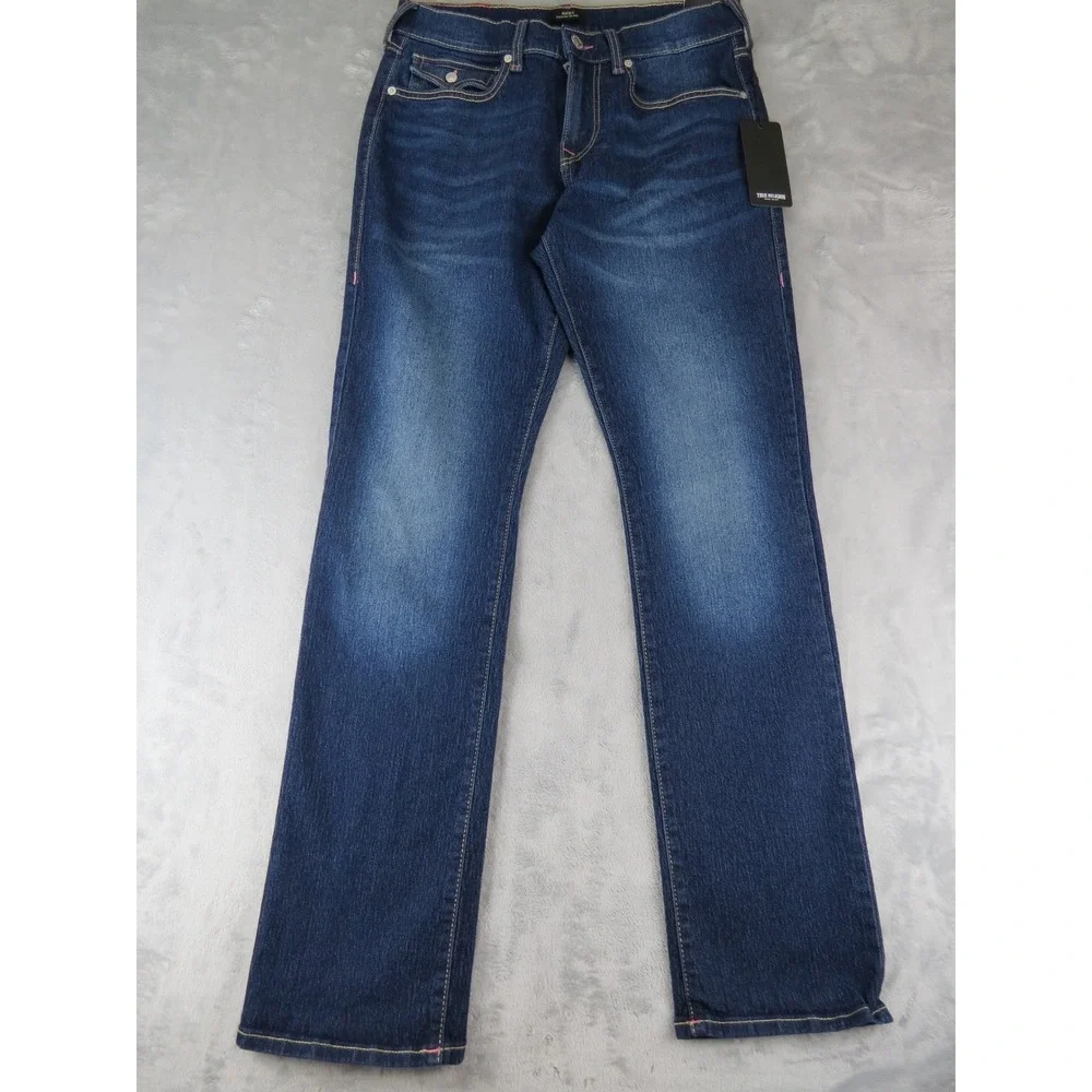 True Religion Ricky Relaxed Straight Men's Jeans W30 L34 Dark Wash NWT‎ Denim